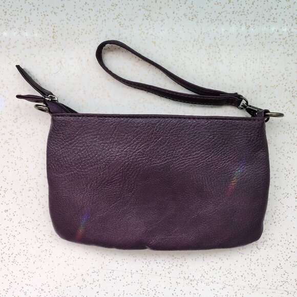 Tie Front Wristlet Clutch Purse in Dark Purple - Picture 2 of 7